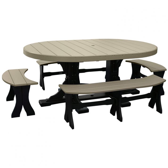 0001759 luxcraft poly 4ft 6ft oval table set 3 with benches