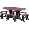 0005059 luxcraft poly 4ft 6ft oval table set 3 with benches