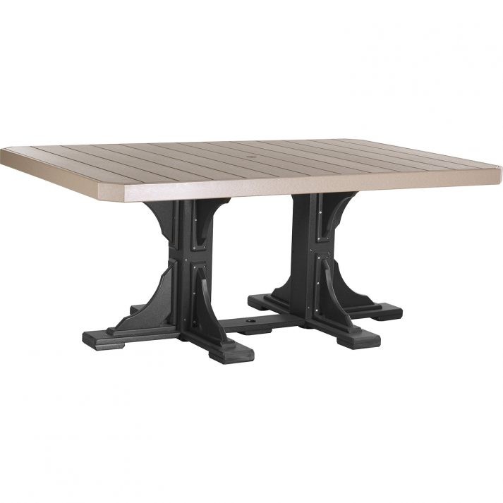 P46RTWWB Poly 4ft x 6ft Rectangular Table Weatherwood Black Dining Height