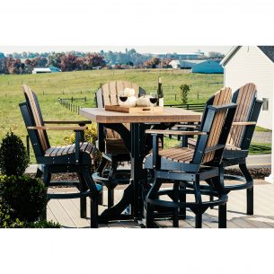 Poly 41in Square Table Set 1 Bar Height Antique Mahogany Black 1