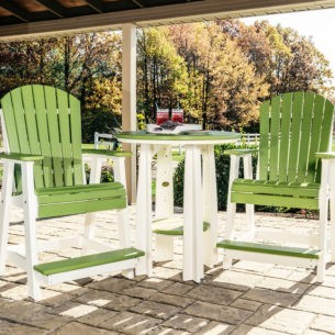 Poly Balcony Table with Balcony Chairs Lime Green White